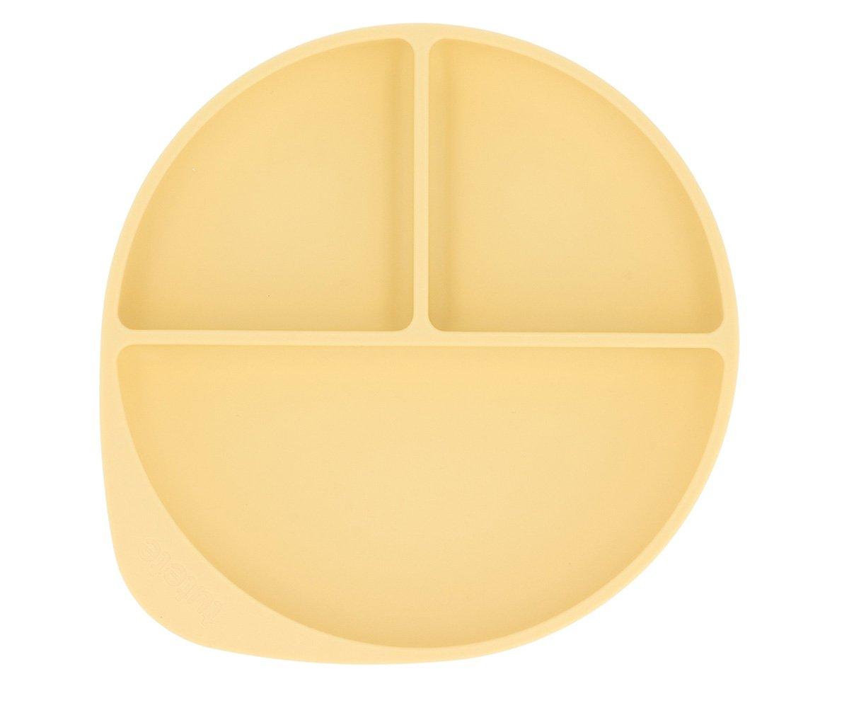 Prato dividido em três compartimentos de silicone amarelo claro