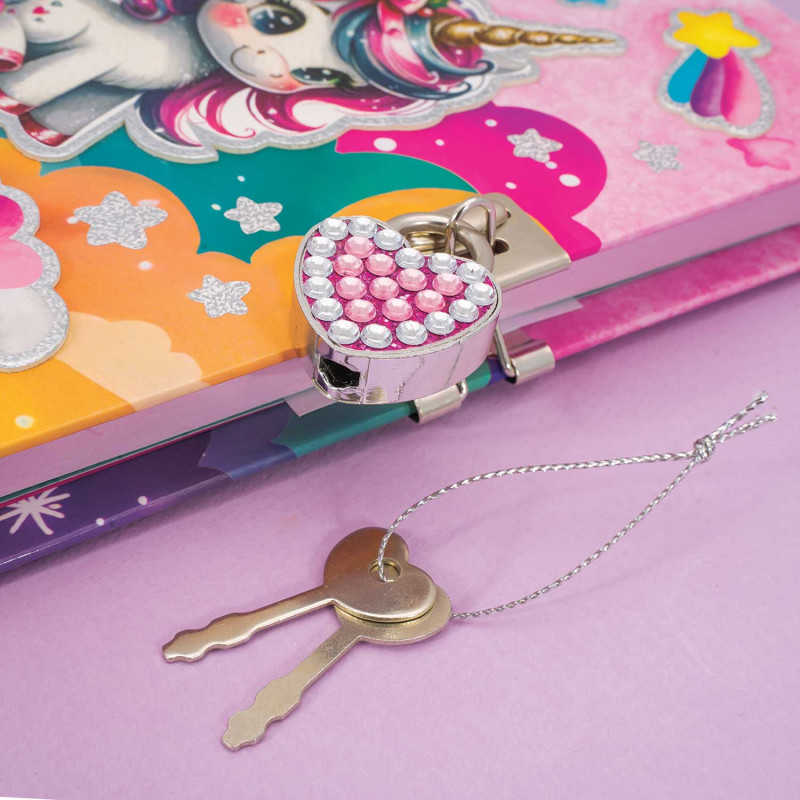 Diário 3D com Cadeado Brilhante | Unicórnio