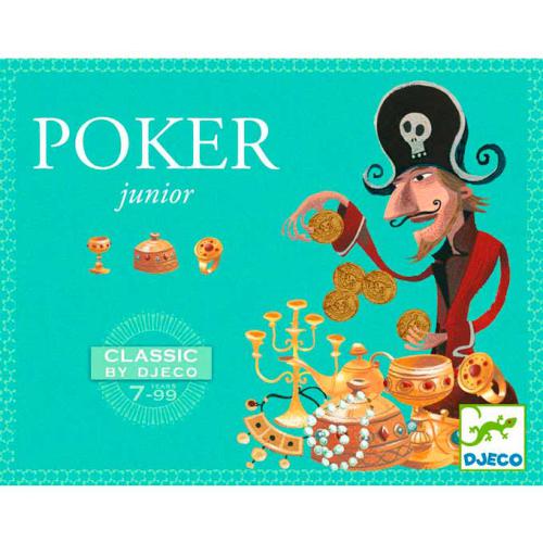Caixa de jogo de cartas POKER junior com ilustração de pirata e objetos dourados