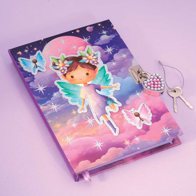 Diário 3D com Cadeado Brilhante | Fada