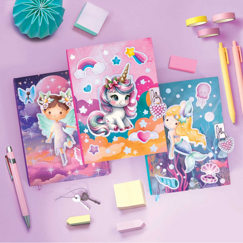 Diário 3D com Cadeado Brilhante | Unicórnio