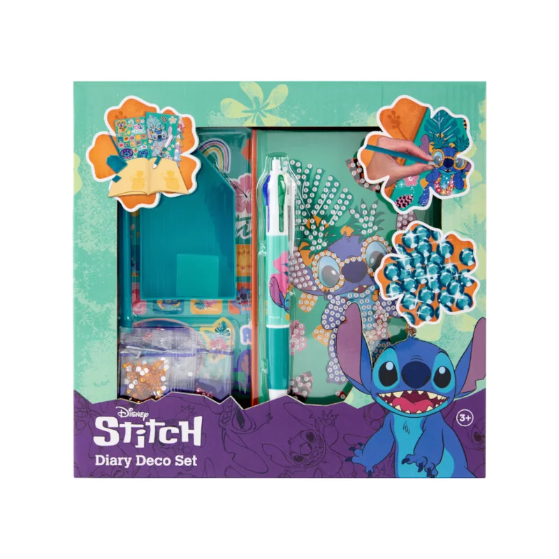 Diário com Caneta e Pintura Diamantes Stitch