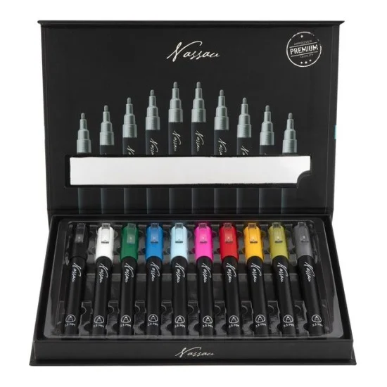 Nassau | Marcadores Acrílicos 10 cores Premium