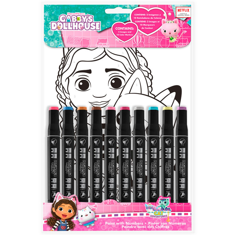 Set de Colorir por Números + 10 Marcadores | Gabby's Dollhouse