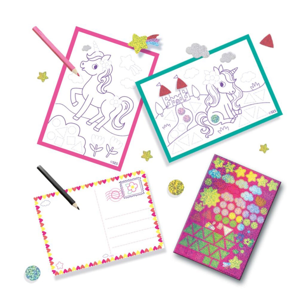 Saco de viagem com 5 atividades | Unicórnios