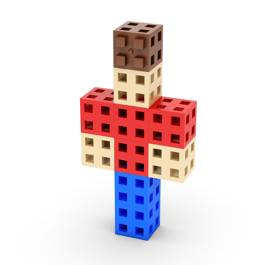 Boneco feito de blocos encaixáveis coloridos