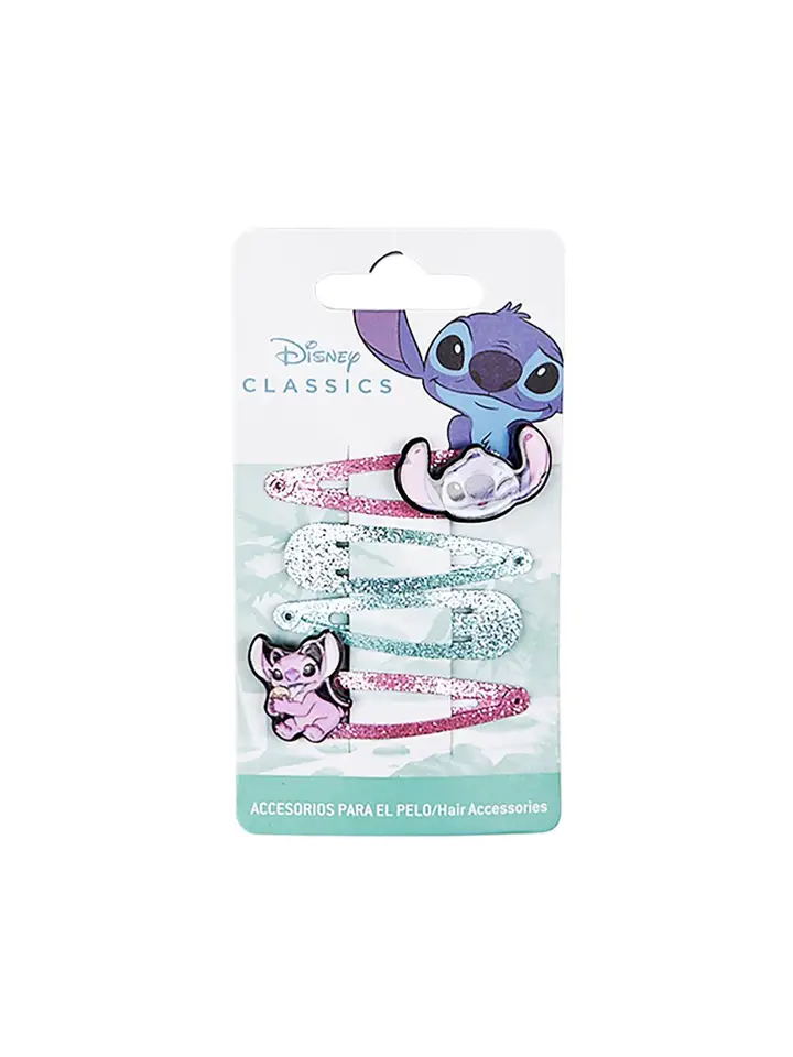 Pack de acessórios para cabelo Disney com personagens Stitch e molares brilhantes rosa e branco