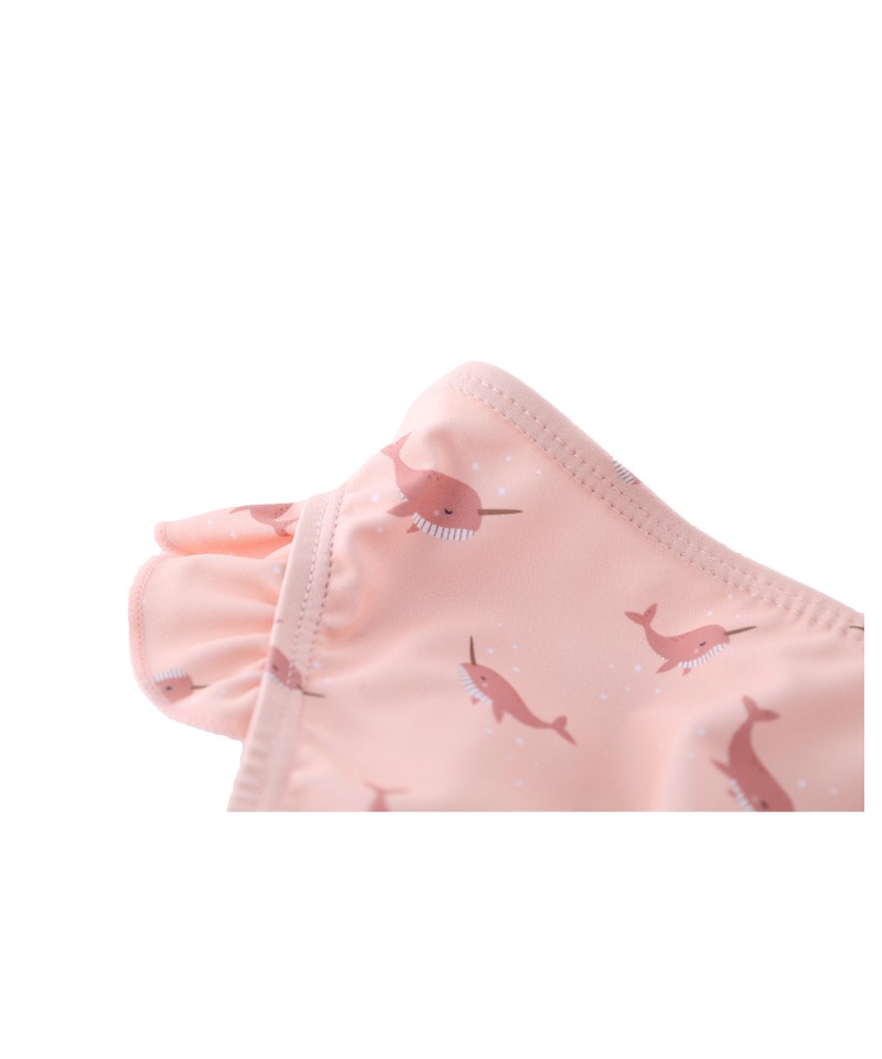 Roupa de bebé cor-de-rosa com padrão de cetáceos cor-de-rosa escuro