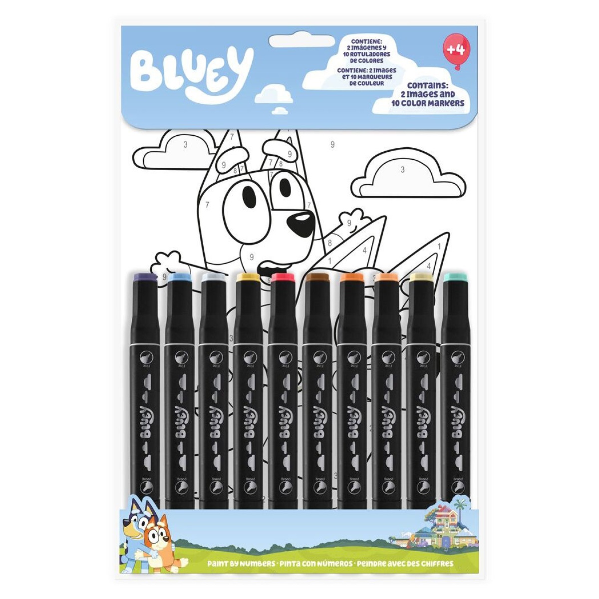 Set de Colorir por Números + 10 Marcadores | Bluey