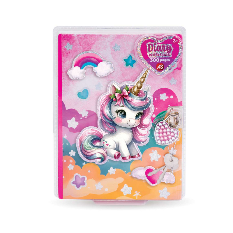 Diário 3D com Cadeado Brilhante | Unicórnio