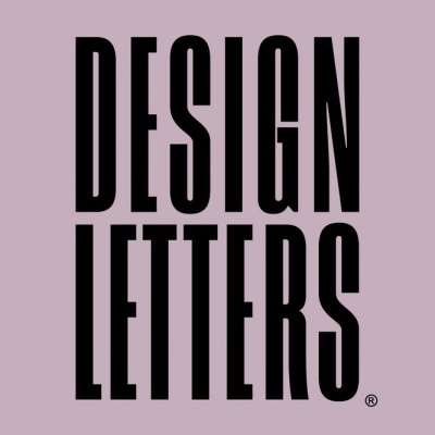 Fundo cinza lilás com texto preto DESIGN LETTERS