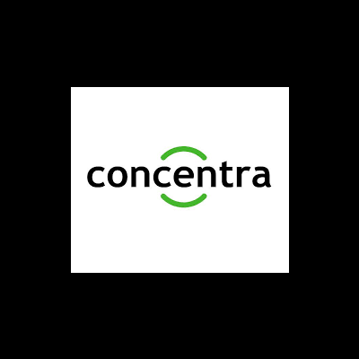 Logótipo da marca concentra com linhas curvas verdes