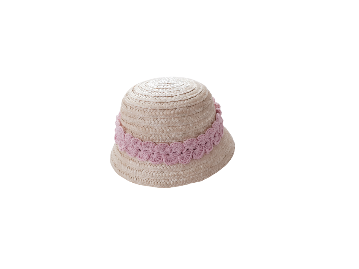 Chapéu Palha com Fita Rosa