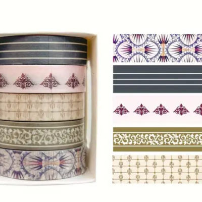 Washi&#x20;Tape&#x20;-&#x20;Fita&#x20;autocolante&#x20;decorativa&#x20;de&#x20;papel-&#x20;Pack&#x20;com&#x20;5&#x20;Unidades