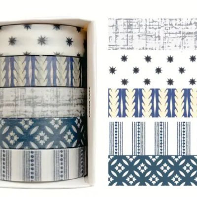 Washi&#x20;Tape&#x20;-&#x20;Fita&#x20;autocolante&#x20;decorativa&#x20;de&#x20;papel-&#x20;Pack&#x20;com&#x20;5&#x20;Unidades