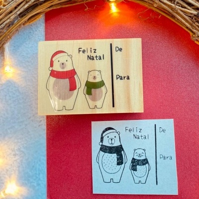Carimbo&#x20;-&#x20;Feliz&#x20;Natal&#x20;Ursos&#x20;-&#x20;5x7cm