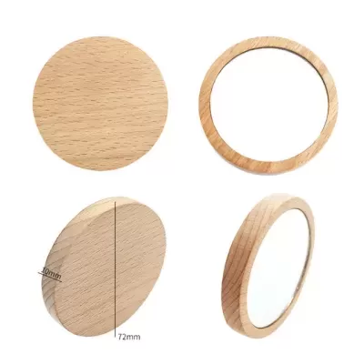 Mini Espelho de Maquilhagem em Bambu | Portátil e Leve