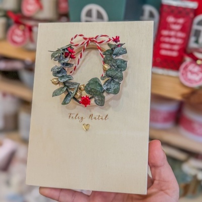 Caixa Moldura Madrinha em Madeira – Coroa Natalícia Artesanal