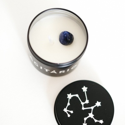 Vela do Zodíaco - Signo Sagitário com cristal Sodalite