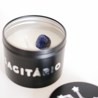 Vela do Zodíaco - Signo Sagitário com cristal Sodalite