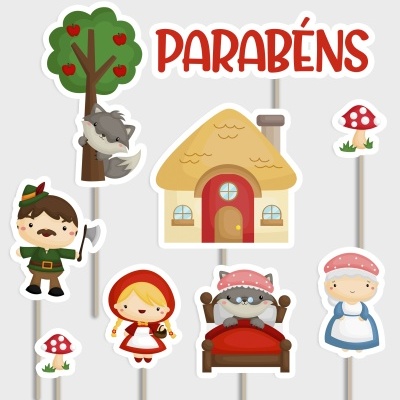 Topos de Bolo Capuchinho Vermelho