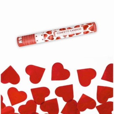 Tubo de Confettis Corações Vermelhos