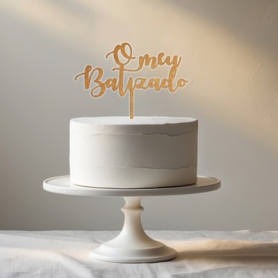 Topo de Bolo Madeira - O MEU BATIZADO