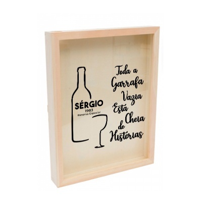 Quadro de Rolhas em Madeira – Reserva Especial | Personalizado com Nome e Ano