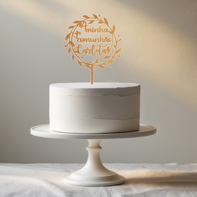 Topo de Bolo Madeira - 1ª Comunhão