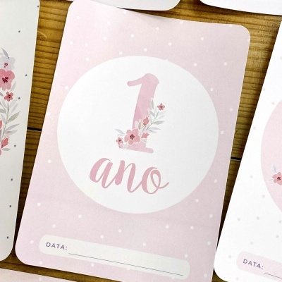 Cartões MILESTONE Baby - Flores Aguarela