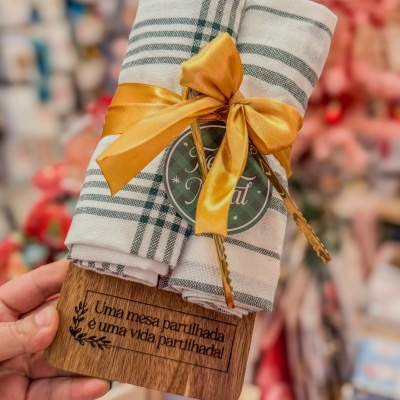 Kit Tábua de Madeira - Conjunto Rústico de Cozinha com Frase Gravada