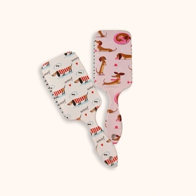 Escova de Cabelo Estampada Dachshund – Cerdas Macias e Cabo Ergonómico