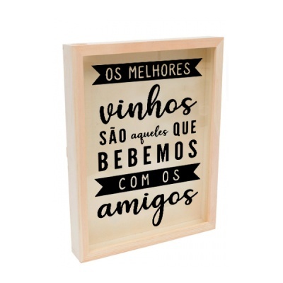 Quadro de Rolhas em Madeira – Melhores Vinhos com Amigos | 3 Tamanhos