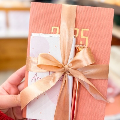 CONJUNTO AGENDA 2025 efeito Bombazine - Pêssego Arrozado