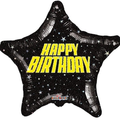 Balão Estrela Galaxy Happy Birthday