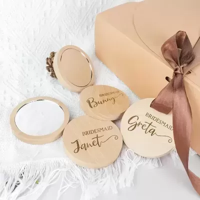 Mini Espelho de Maquilhagem em Bambu | Portátil e Leve