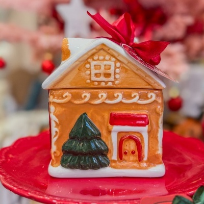 Casinha Gingerbread de Cerâmica com Bombons Sortidos