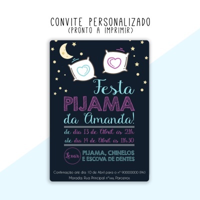 CONVITE DIGITAL - READY TO PRINT - FESTA DO PIJAMA