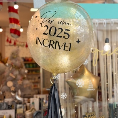 Balão Decorativo 2025 – Bubble com Brilho