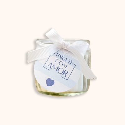 Mini Vela Personalizada com Aroma de Baunilha | Tag Personalizável