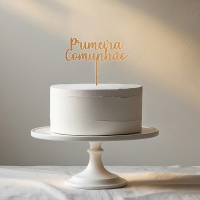 Topo de Bolo Madeira - Primeira Comunhão