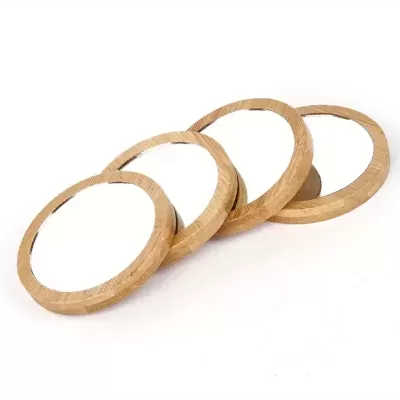 Mini Espelho de Maquilhagem em Bambu | Portátil e Leve