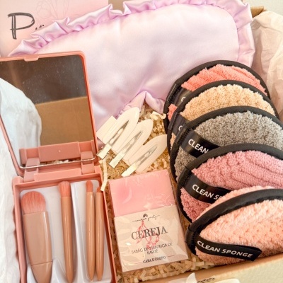 Box Maquilhagem com Máscara de Olhos e Pincéis Portáteis