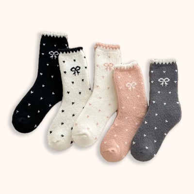 Meias Fuzzy com Laço | 1 Par Quente para Outono e Inverno