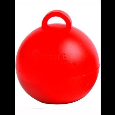 Esfera vermelha de plástico com alça circular no topo