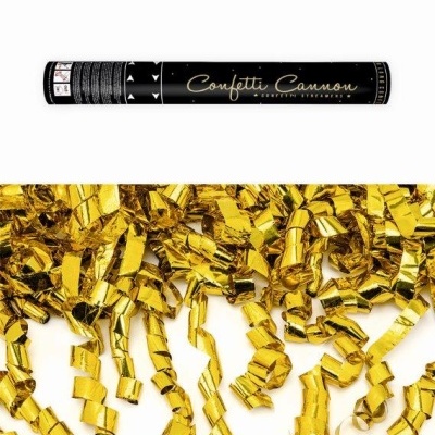 Tubo de Confettis Serpentinas Ouro