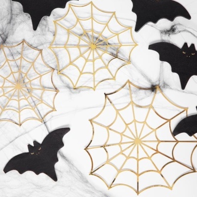 Decorações de Papel Teias de Aranha - Ouro
