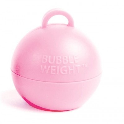 Peso esférico rosa com alça e texto BUBBLE WEIGHT™