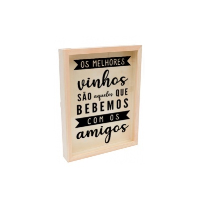 Quadro de Rolhas em Madeira – Melhores Vinhos com Amigos | 3 Tamanhos