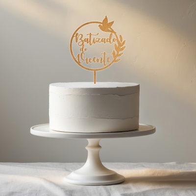 Topo de Bolo Madeira - BATIZADO